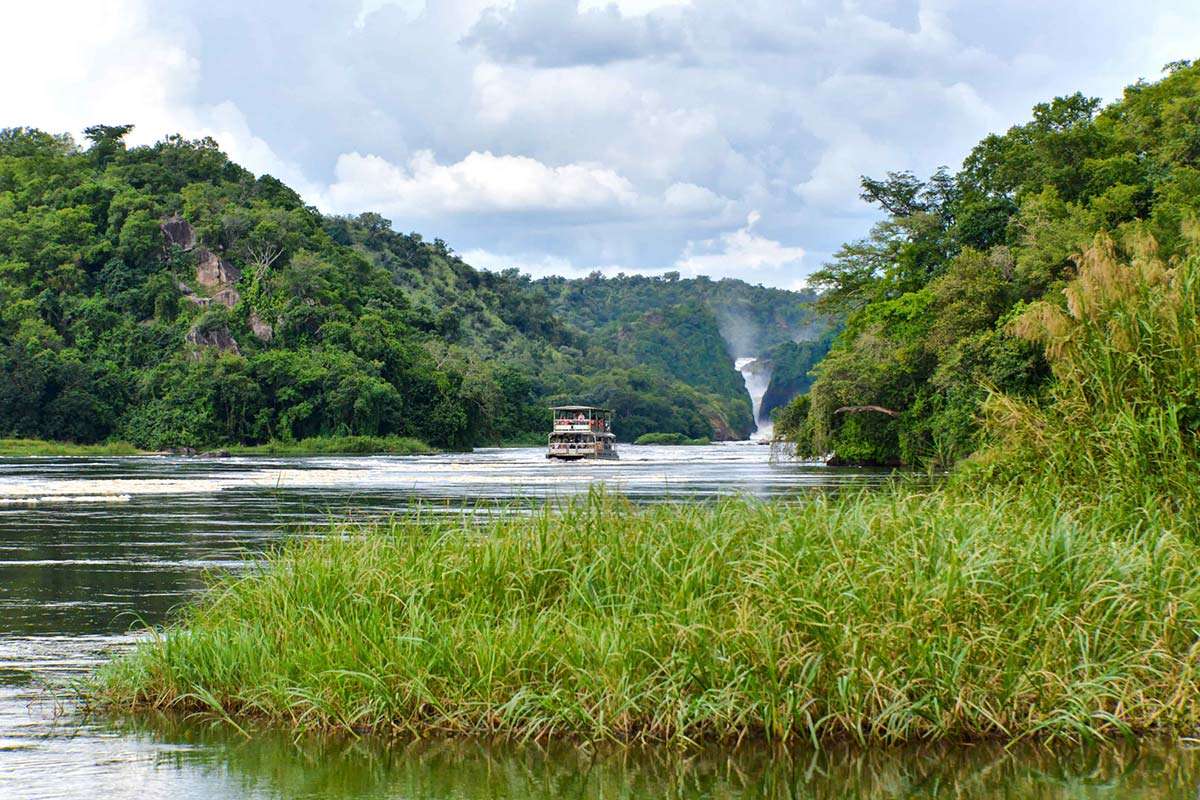 Boat safari on the Nile toward Murchison Falls
