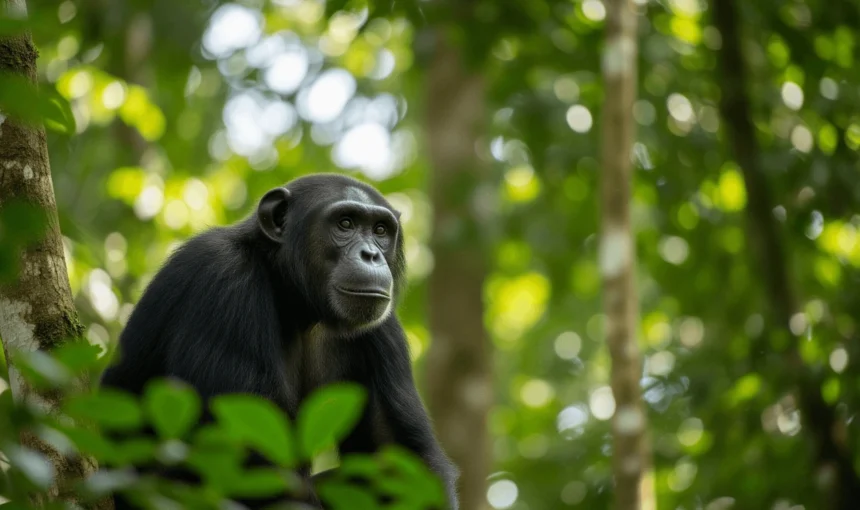 Chimpanzee tracking in Kibale forest